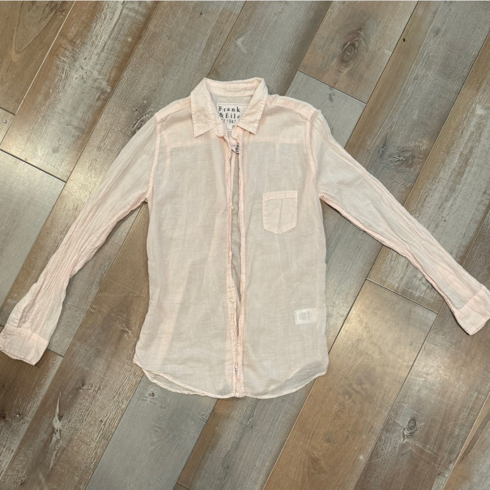 Frank & Eileen Barry Featherweight Tailored Button-Up Shirt XL Light Pink